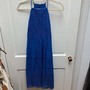 Parker Blue Cutout Floral Midi Dress Size XS